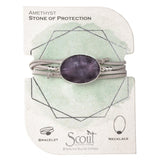 Suede/Stone Wrap - Amethyst/Silver/Stone of Protection