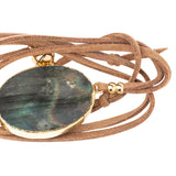 Suede/Stone Wrap - Labradorite/Gold/Stone of Magic