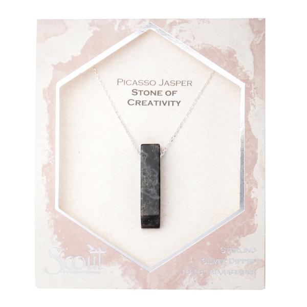 Scout Curated Wears Silver Picasso Jasper Stone of Creativity Point Necklace