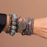 Suede/Stone Wrap - Pyrite/Gold/Stone of Positive Energy
