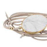 Suede/Stone Wrap - Howlite/Gold/Stone of Harmony