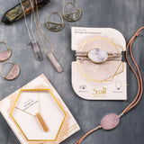 Suede/Stone Wrap - Amazonite/Gold/Stone of Courage