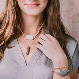 Gold Majestic Jasper Stone of Serenity Point Necklace