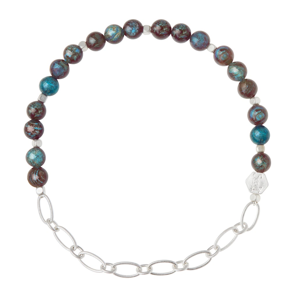 Scout Curated Wears Blue Sky Jasper Mini Stone With Chain Stacker Bracelet