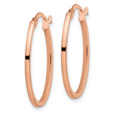 14K Rose Gold Polished Oval Hinged Hoop Earrings