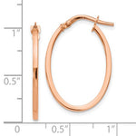 14K Rose Gold Polished Oval Hinged Hoop Earrings