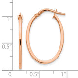 14K Rose Gold Polished Oval Hinged Hoop Earrings