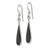 Sterling Silver Black Stone Tear Drop Earrings