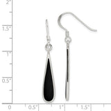 Sterling Silver Black Stone Tear Drop Earrings