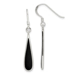 Sterling Silver Black Stone Tear Drop Earrings