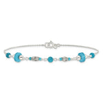 Sterling Silver Antiqued Turquoise Beaded Anklet