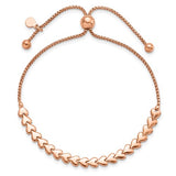 Sterling SIlver Rose-tone Polished Heart Bolo Bracelet