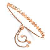 Sterling SIlver Rose-tone Polished Heart Bolo Bracelet