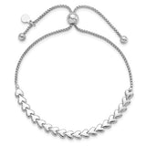 Sterling SIlver Rhodium Plated Heart Bolo Bracelet