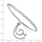 Sterling SIlver Rhodium Plated Heart Bolo Bracelet