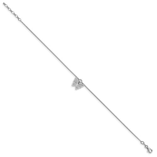 Sterling Silver Textured Butterfly Anklet