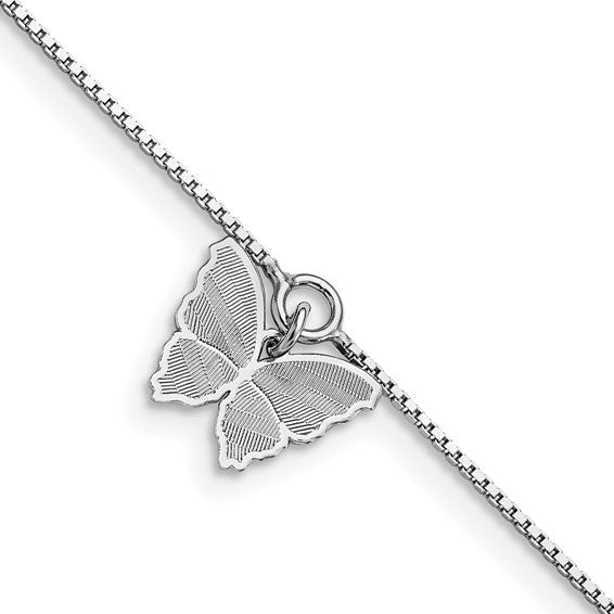 Sterling Silver Textured Butterfly Anklet