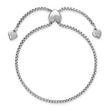 Sterling SIlver-Round Rectangle Box Heart Adjustable Bolo Bracelet