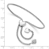 Sterling SIlver-Round Rectangle Box Heart Adjustable Bolo Bracelet