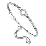 Sterling SIlver Polished CZ Adjustable Bracelet