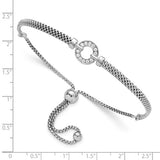 Sterling SIlver Polished CZ Adjustable Bracelet