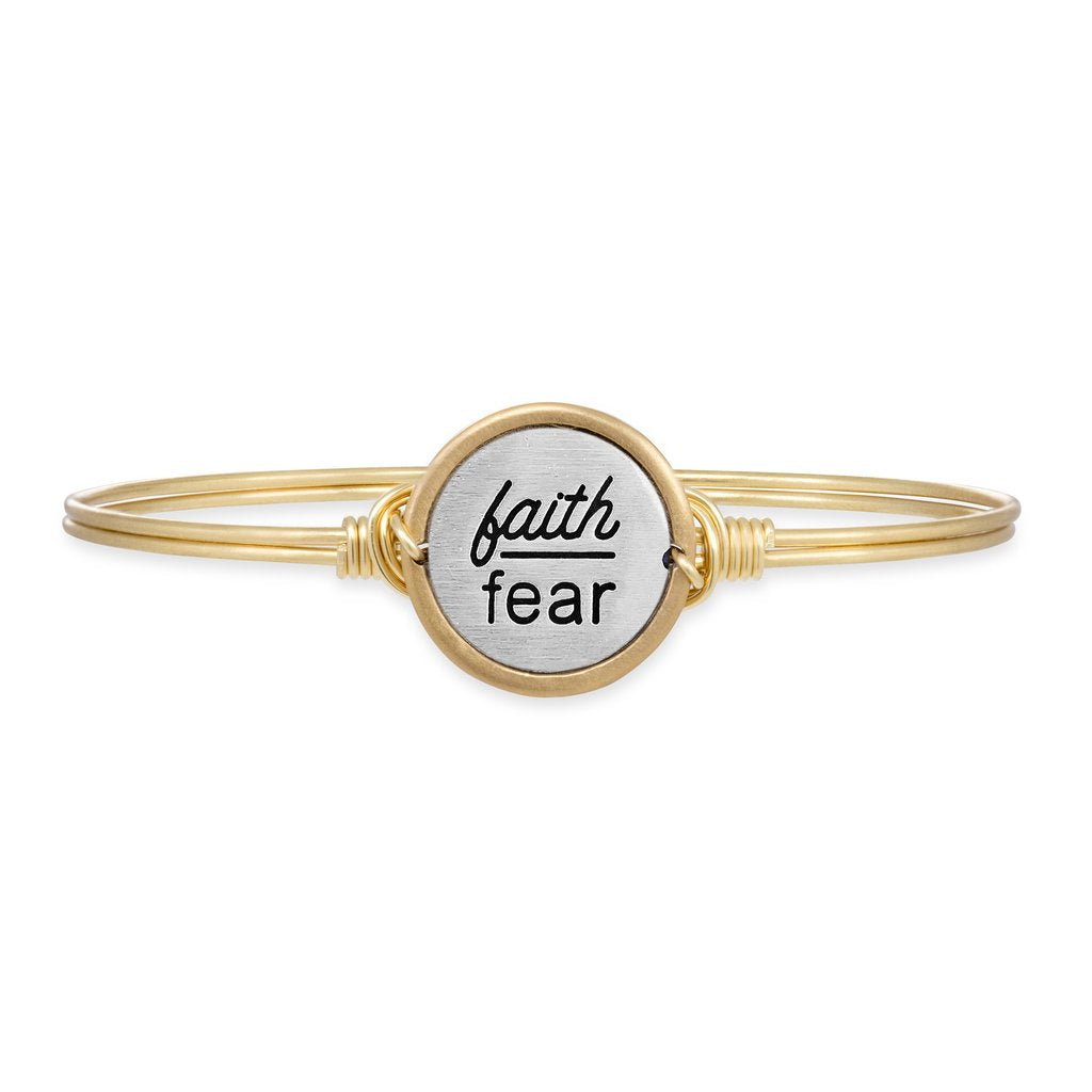 Luca and Danni Faith Over Fear Brass Bangle Bracelet