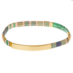 Good Karma Miyuki Bracelet | Good as Gold - Forest/Blush/Gold