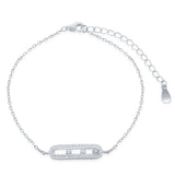 SS Rectangle with Sliding Bezel Set CZ Bracelet