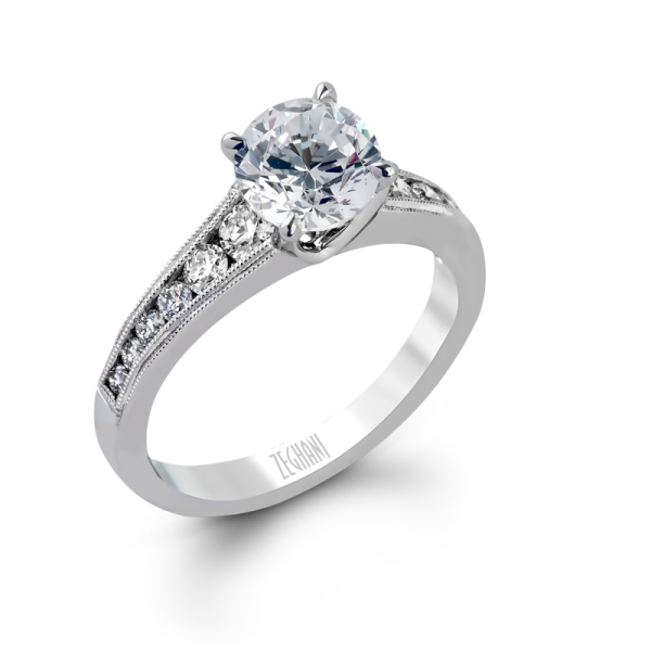 Zeghani 14k White Gold Engagement Ring 1034