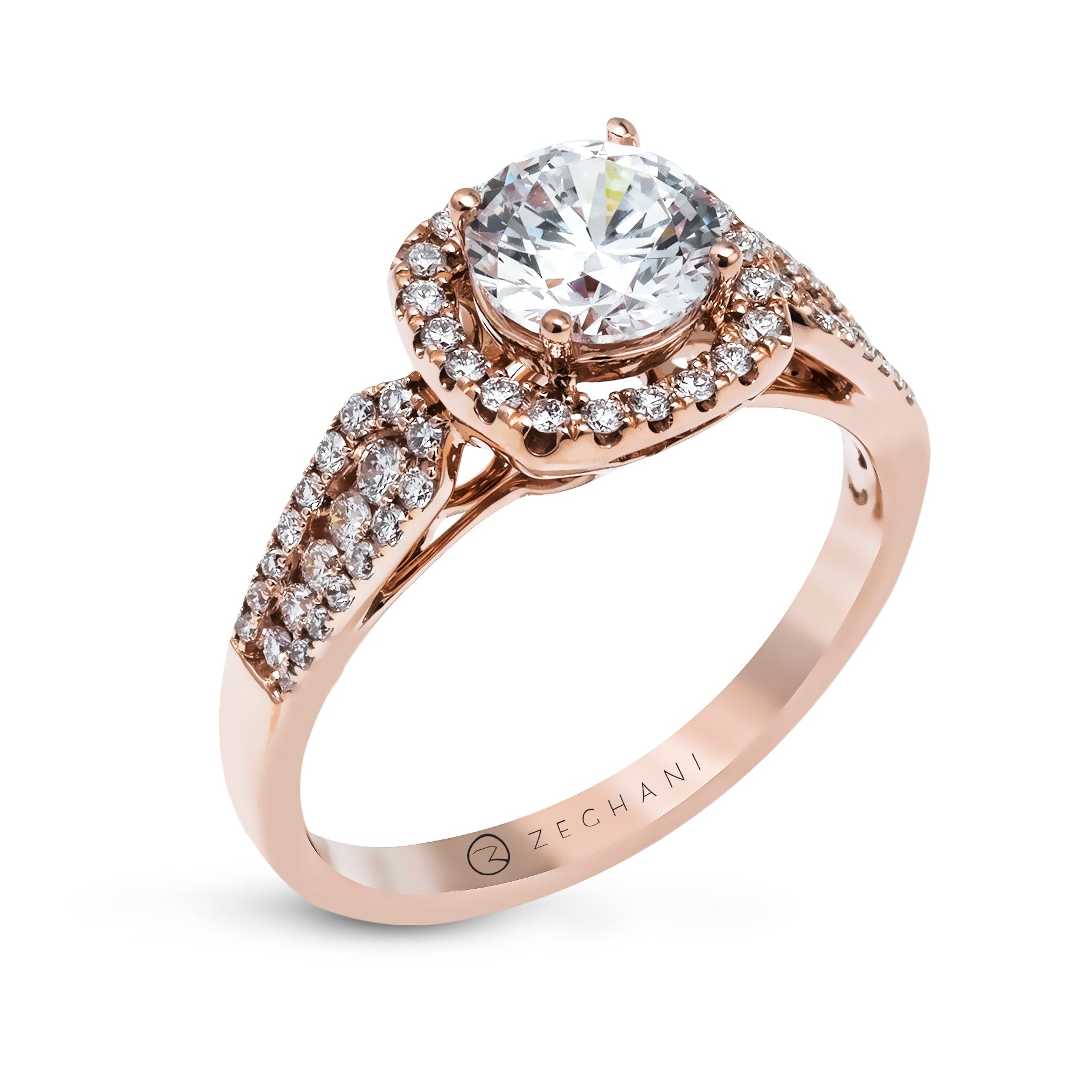 Zeghani 14k Rose Gold Engagement Ring 1133