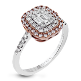 .63ct 14k White and Rose Gold Double Halo Engagement Ring