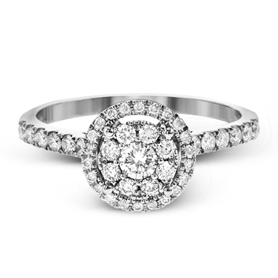 .57ct 14k White Gold Round Halo Engagement Ring