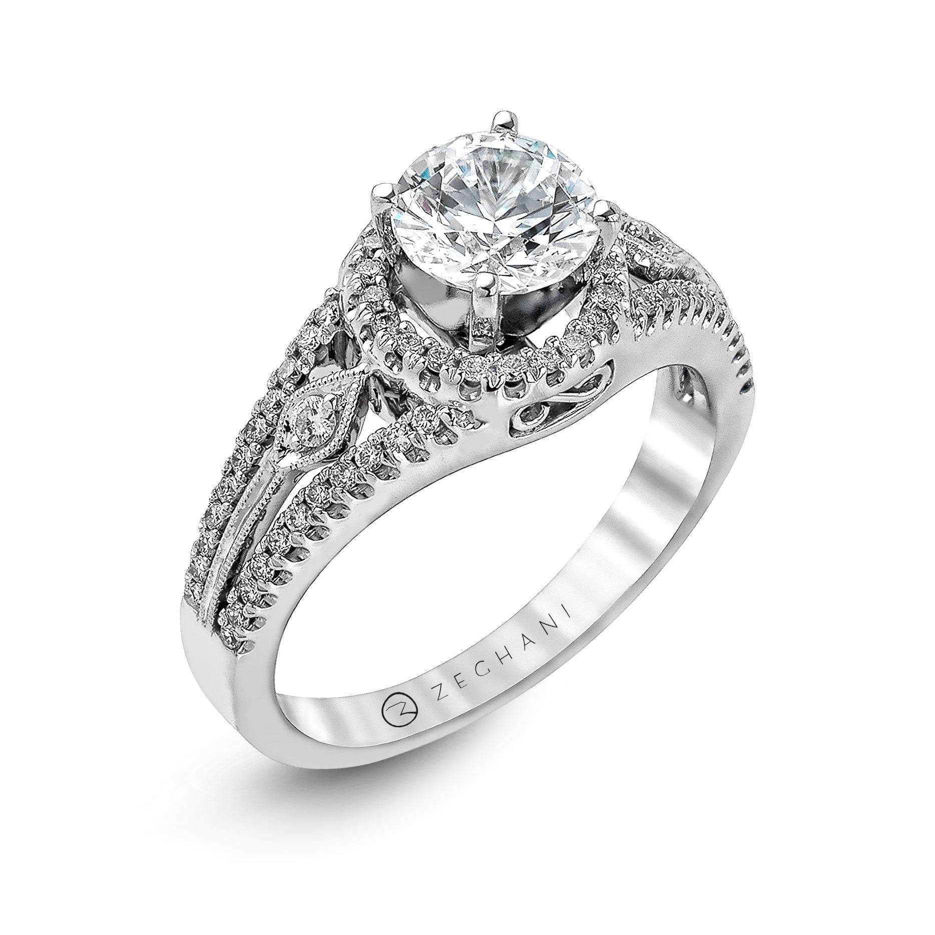 Zeghani 14k White Gold Engagement Ring 151