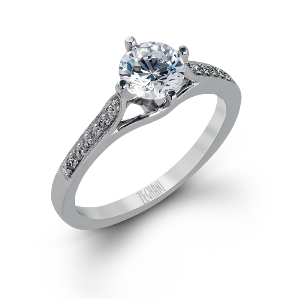 Zeghani 14k White Gold Engagement Ring 155