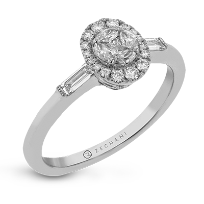 .48ct 14k White Gold Halo Engagement Ring
