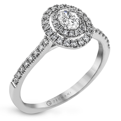 Zeghani 14k White Gold .55ct Diamond Engagement Ring