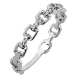 Chain Link 14k White Gold .05ct Diamond Stackable Ring