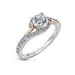 Zeghani 14k White Gold and Rose Gold Engagement Ring 874