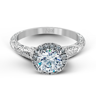 Zeghani 14k White Gold Engagement Ring 