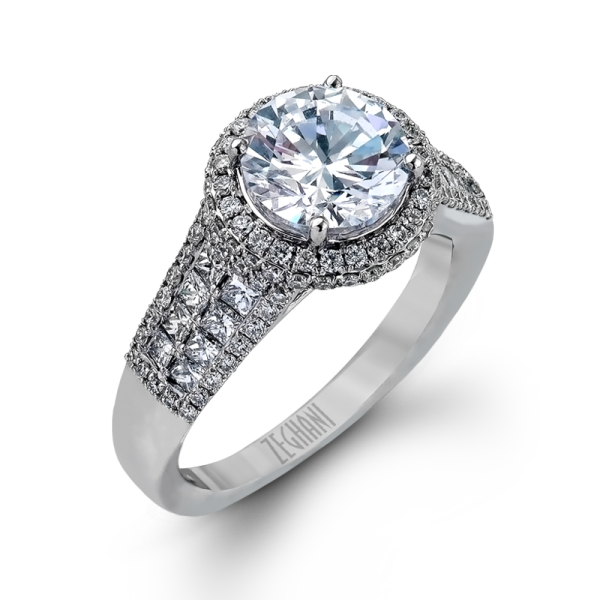 Zeghani 14k White Gold Engagement Ring 973