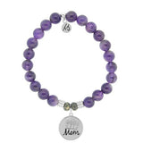Silver Mom Crown Amethyst Stone Bracelet