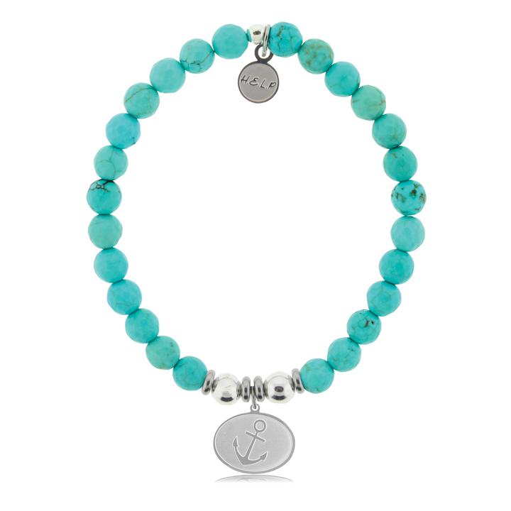 T. Jazelle Help Silver Anchor Turquoise Stone Bracelet