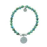 T. Jazelle Help Silver Cat Mom Malachite Stone Bracelet