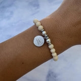 Silver Cat Mom Riverstone Stone Bracelet