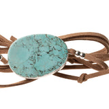 Suede/Stone Wrap - Turquoise/Silver/Stone of the Sky