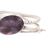Suede/Stone Wrap - Amethyst/Silver/Stone of Protection