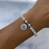 Silver Dog Mom Light Blue Agate Stone Bracelet