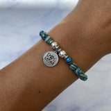 Silver Dog Mom Malachite Stone Bracelet