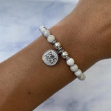Silver Dog Mom Riverstone Stone Bracelet