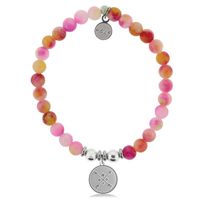 T. Jazelle Help Silver Friendship Arrows Persia Jade Stone Bracelet